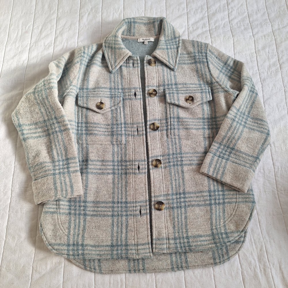 Madewell Wool Shacket, Blue Grey, Small